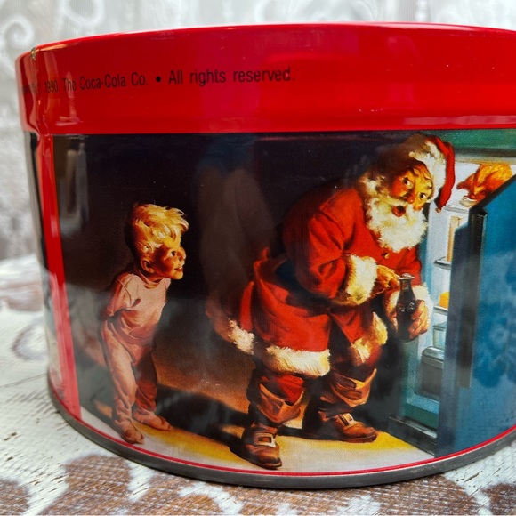 Vintage 90s COCA COLA COKE Christmas Santa Bunte Old Tyme Mix Hard Candy Tin - Picture 12 of 12